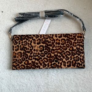 NWT Sole society leopard clutch bag